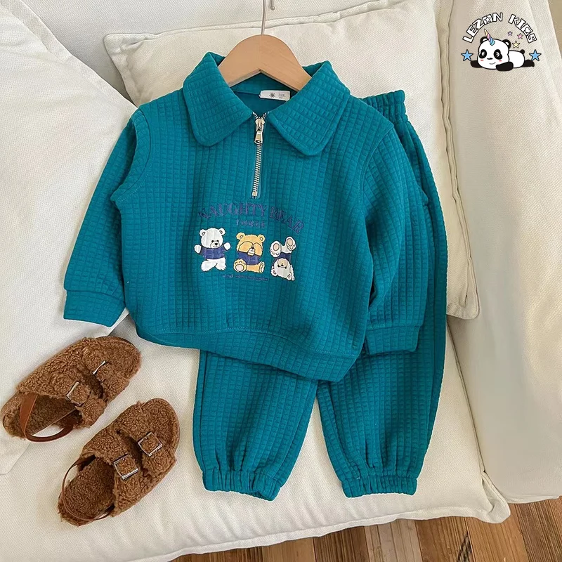 LEZONKIDS - Conjuntos de Roupas Esportivas Personalizáveis para a Primavera que Estão Vendendo Muito com Sweatshirt de Bebê com Impressão de Letras